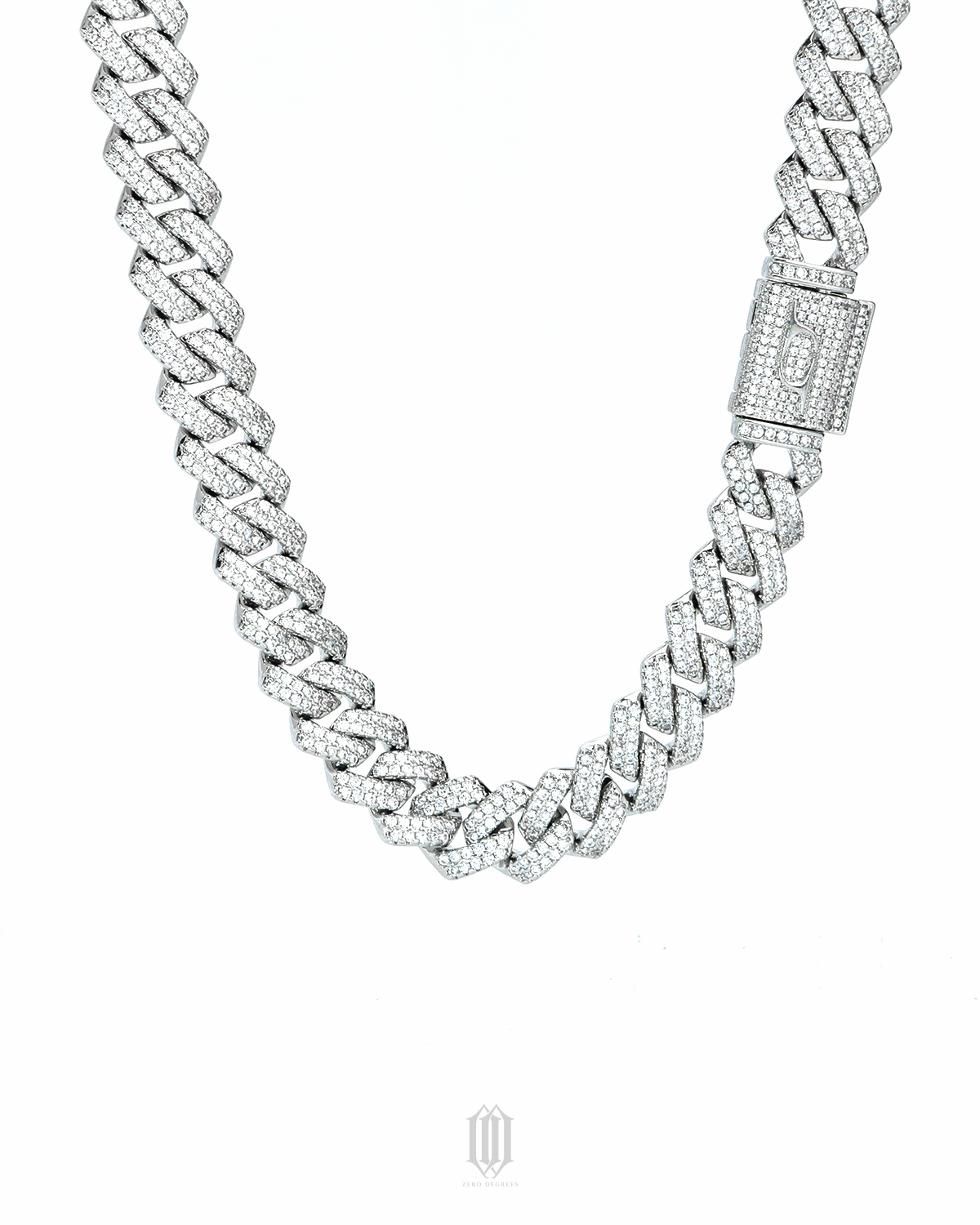 14mm Prong Cuban Link Chain - White Gold