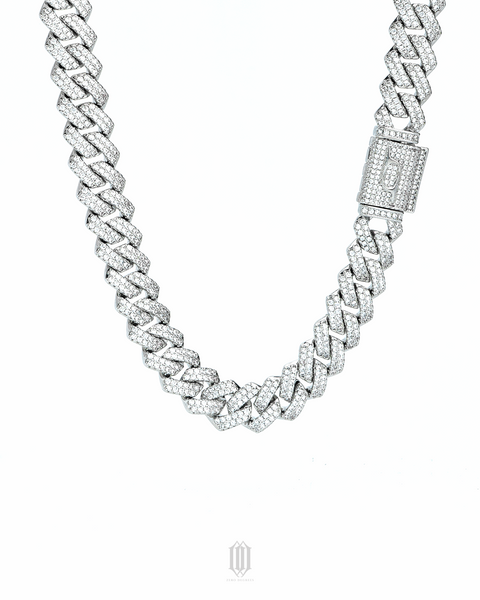 14mm Prong Cuban Link Chain - White Gold