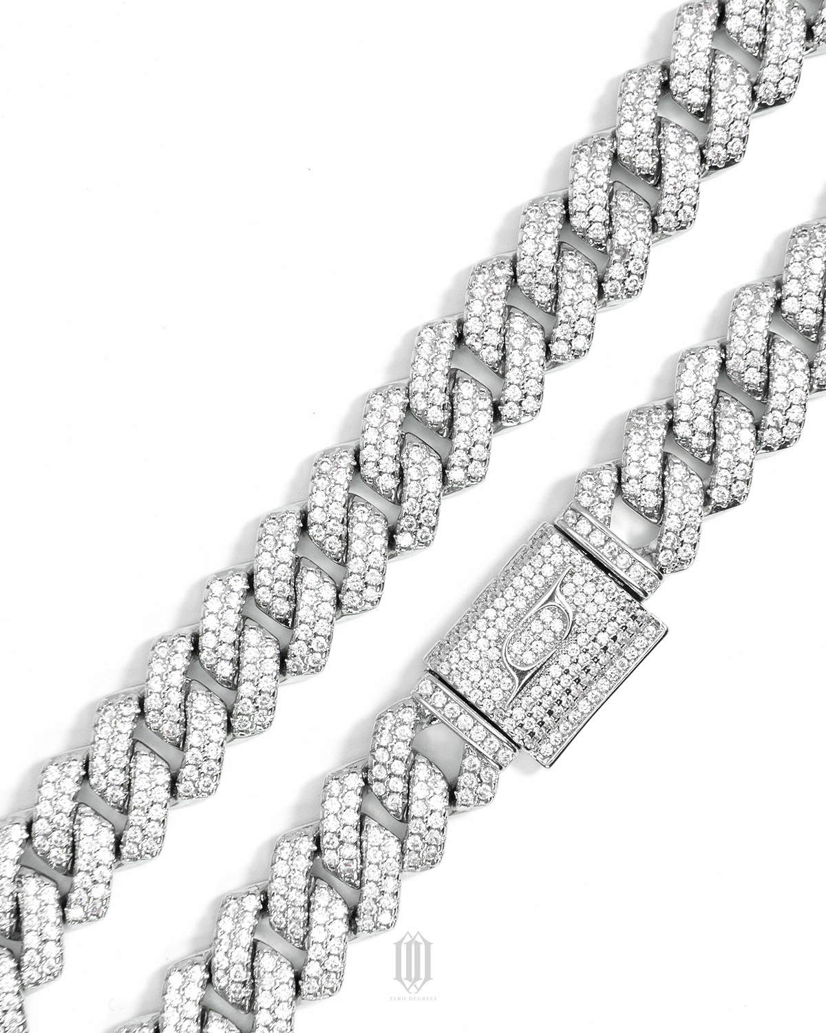 14mm Prong Cuban Link Chain - White Gold
