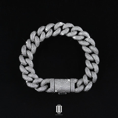 15mm Bubble Cuban Link Bracelet - White Gold