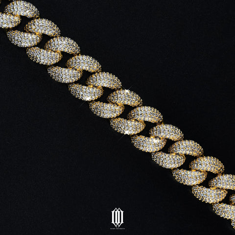 15mm Bubble Cuban Link Bracelet - Gold