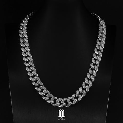 15mm Miami Cuban Link Chain - White Gold