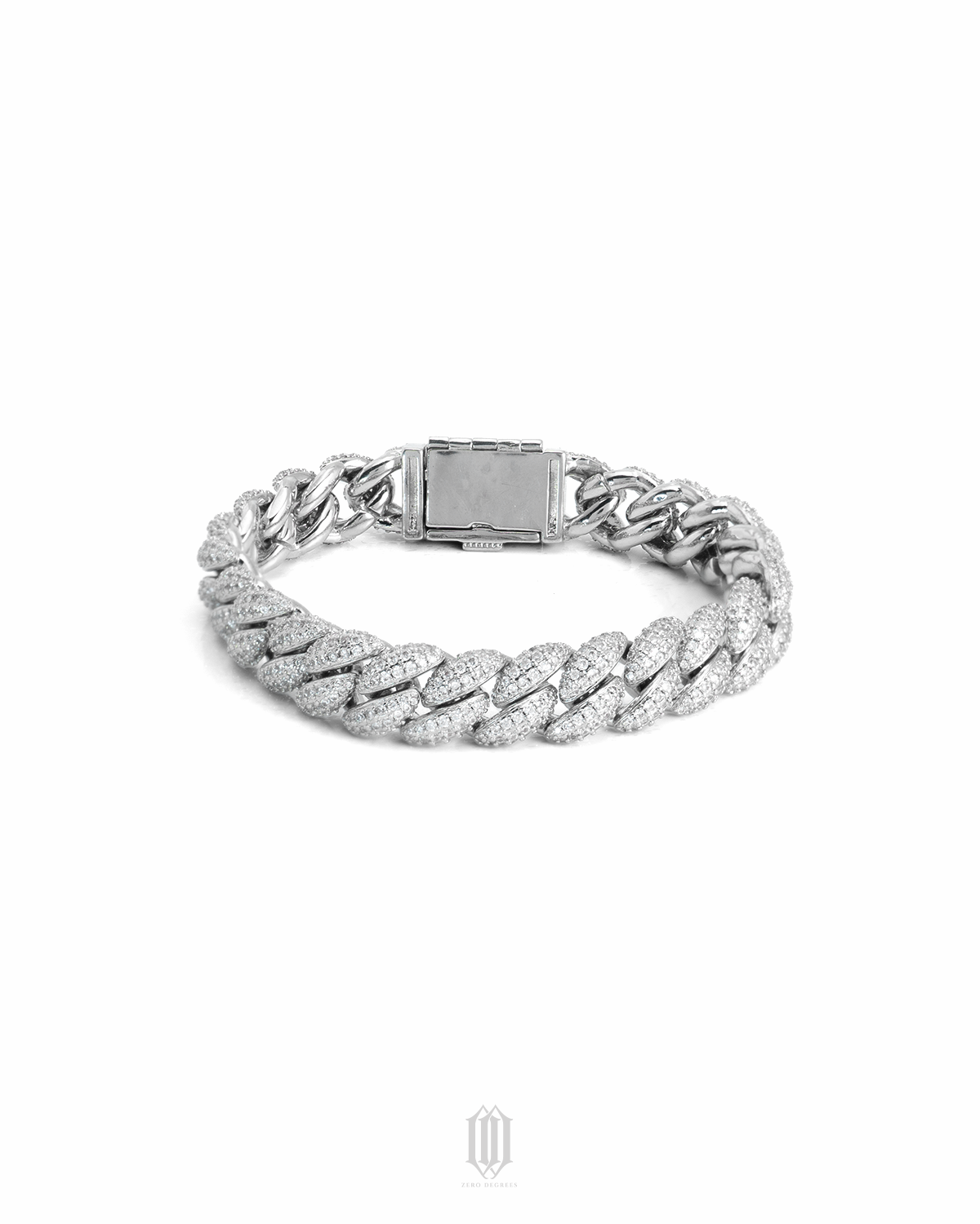 15mm Bubble Cuban Link Bracelet - White Gold