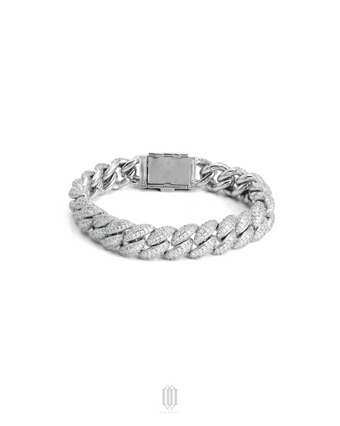15mm Bubble Cuban Link Bracelet - White Gold