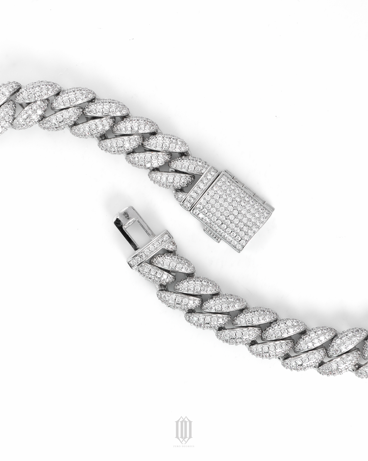 15mm Bubble Cuban Link Bracelet - White Gold