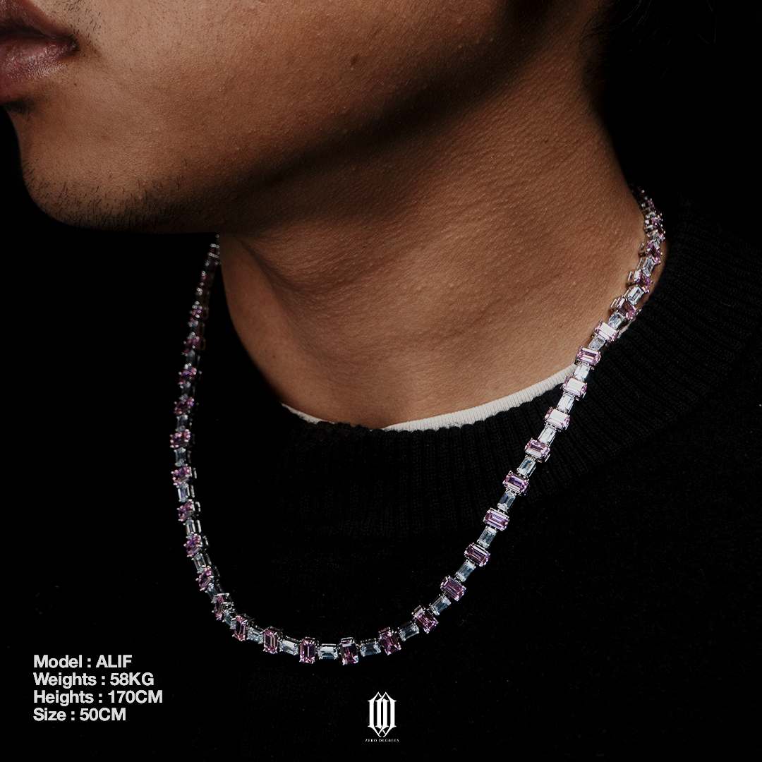 2-Tone Baguette Tennis Link Necklace