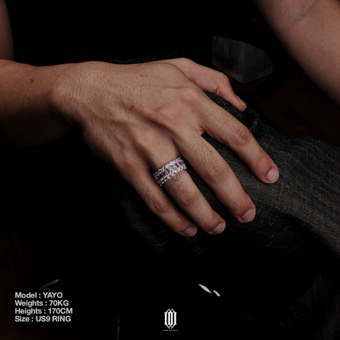2-Tone 3 Row Oval Cut Ring