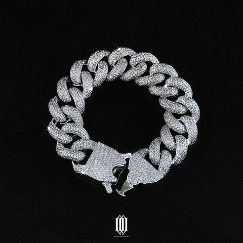 20mm Prong Cuban Link Bracelet 2.0 - White Gold