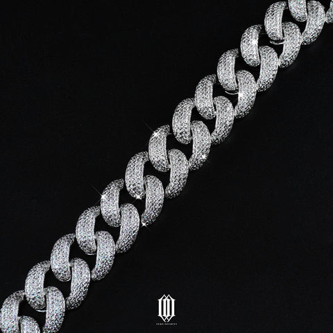 20mm Prong Cuban Link Bracelet 2.0 - White Gold