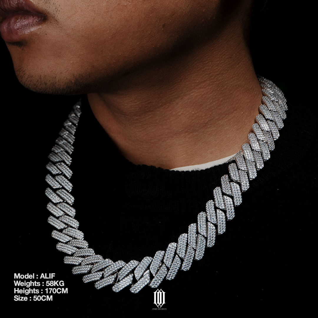 20mm Prong Cuban Chain - White Gold