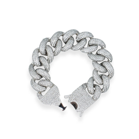 20mm Prong Cuban Link Bracelet 2.0 - White Gold