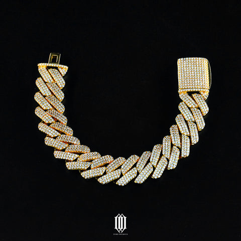 20mm Prong Cuban Link Bracelet - Gold