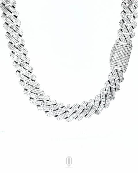 20mm Prong Cuban Chain - White Gold