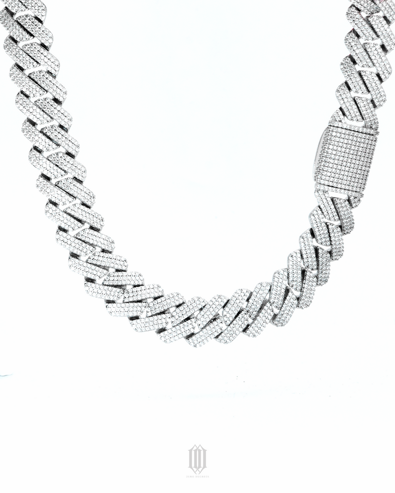 20mm Prong Cuban Chain - White Gold