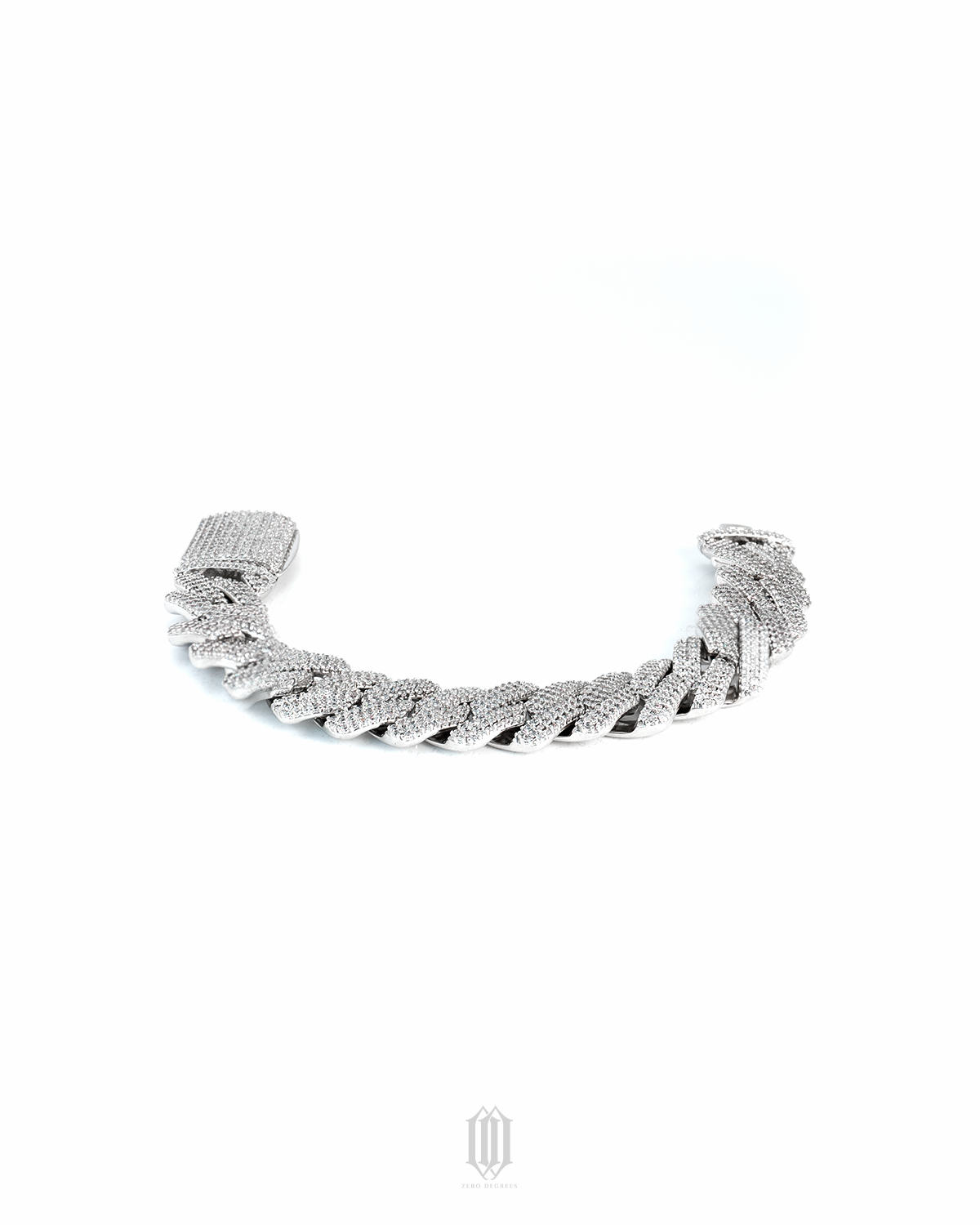 20mm Prong Cuban Link Bracelet - White Gold