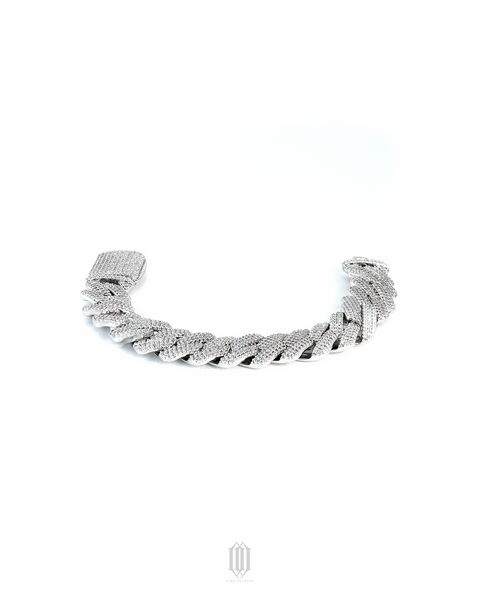 20mm Prong Cuban Link Bracelet - White Gold