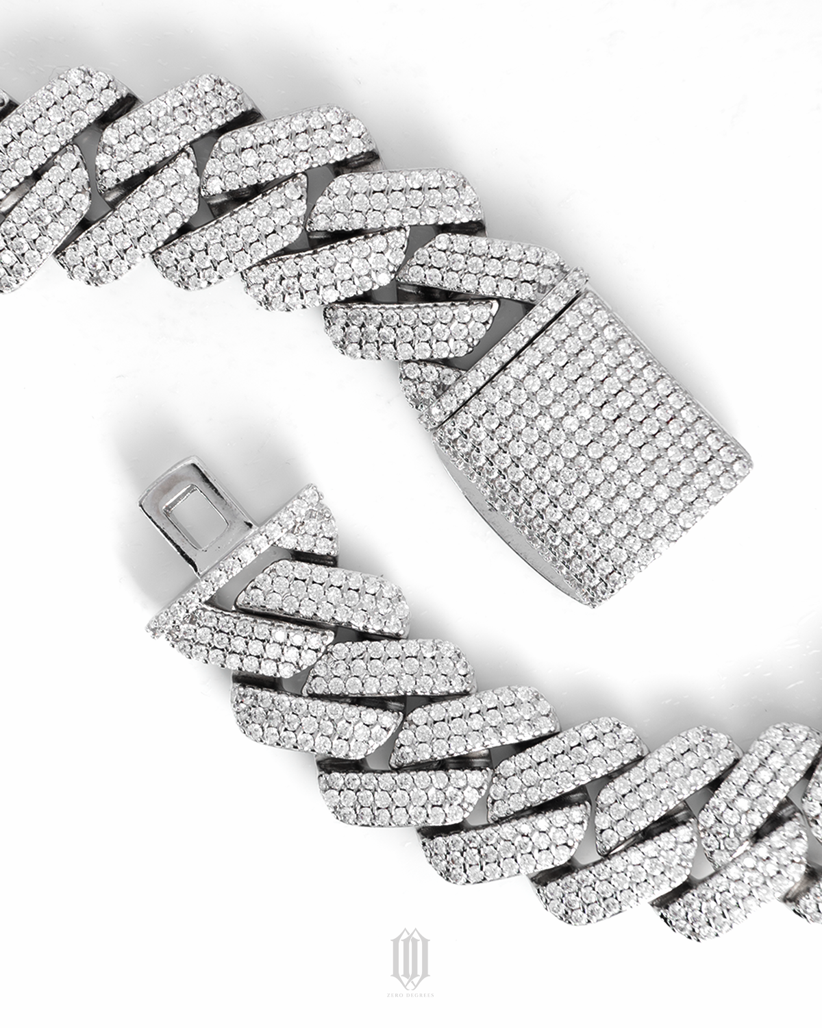20mm Prong Cuban Link Bracelet - White Gold