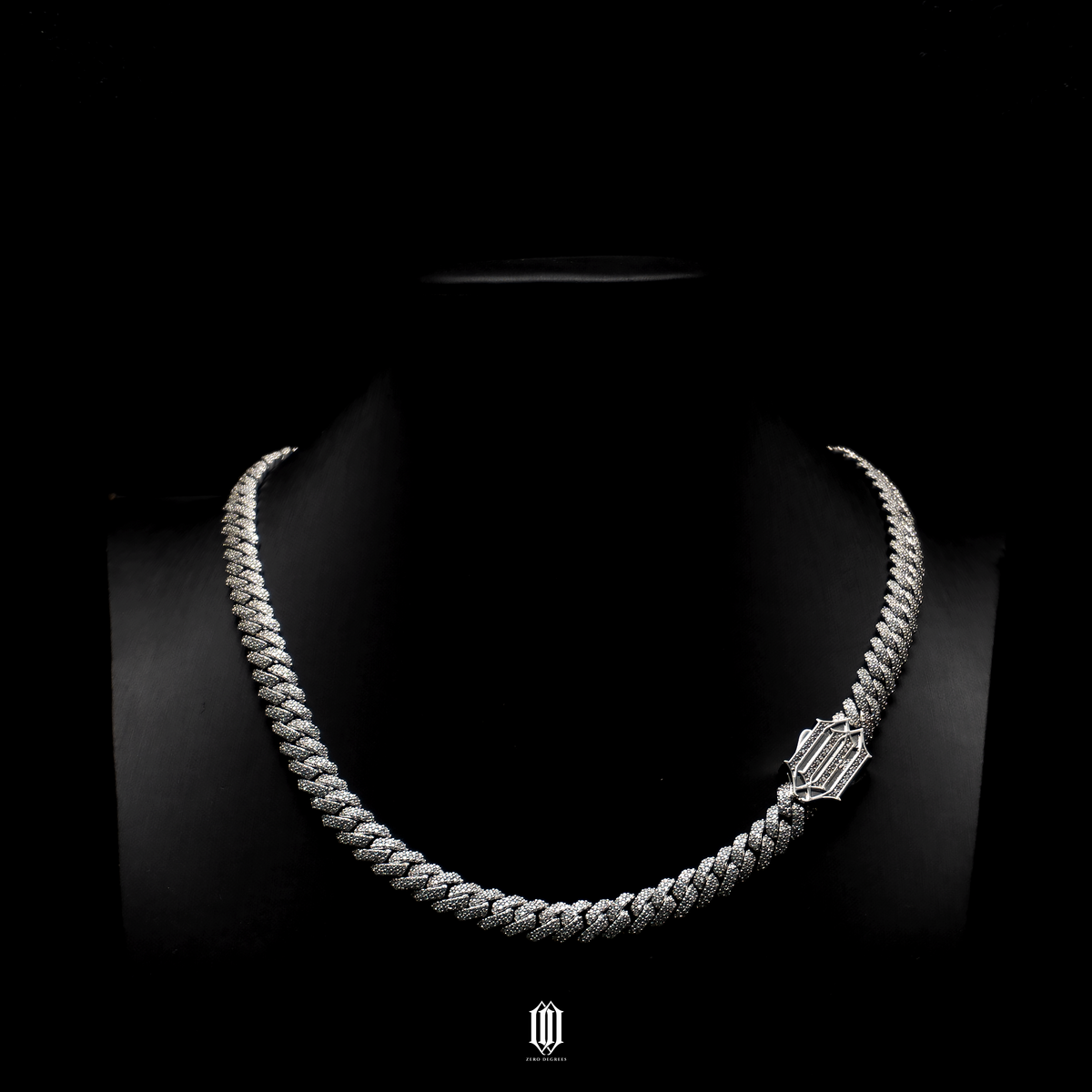 ZDG 10mm Prong Cuban Link Necklace - White Gold
