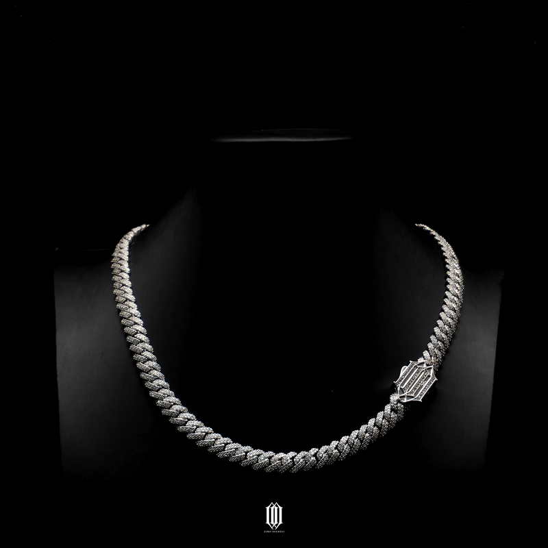 10mm Prong Cuban Link Necklace - White Gold