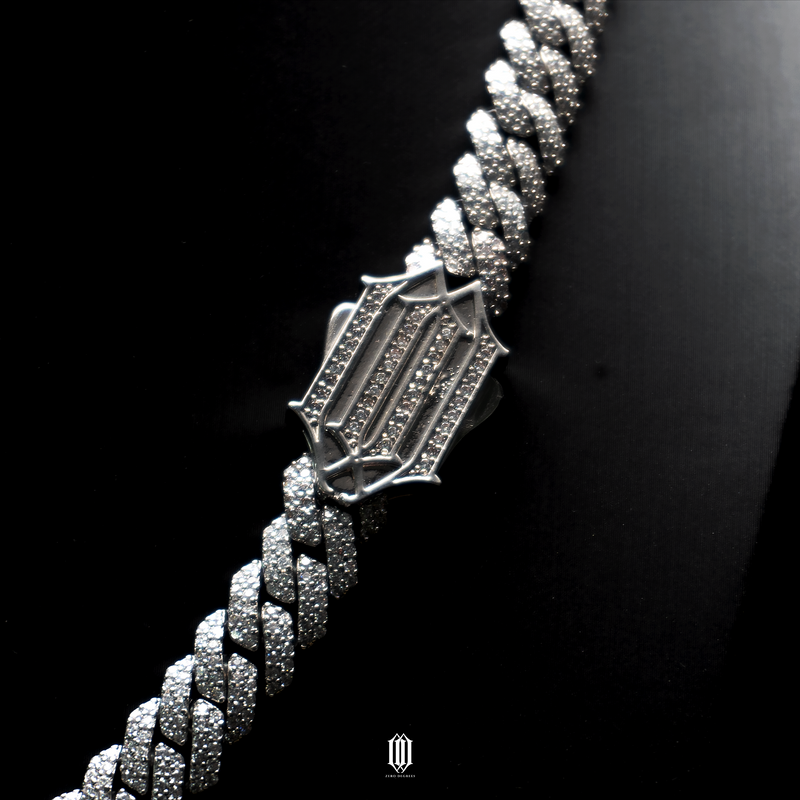10mm Prong Cuban Link Necklace - White Gold