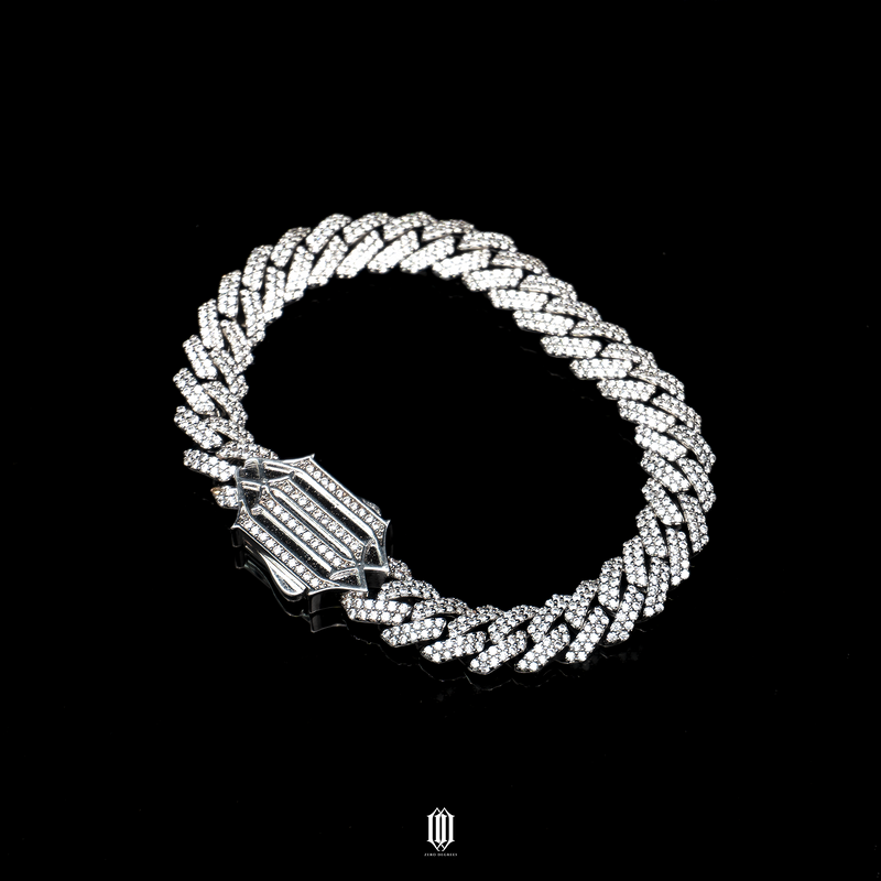 10mm Prong Cuban Link Bracelet - White Gold