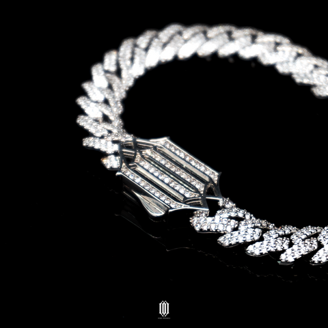 10mm Prong Cuban Link Bracelet - White Gold