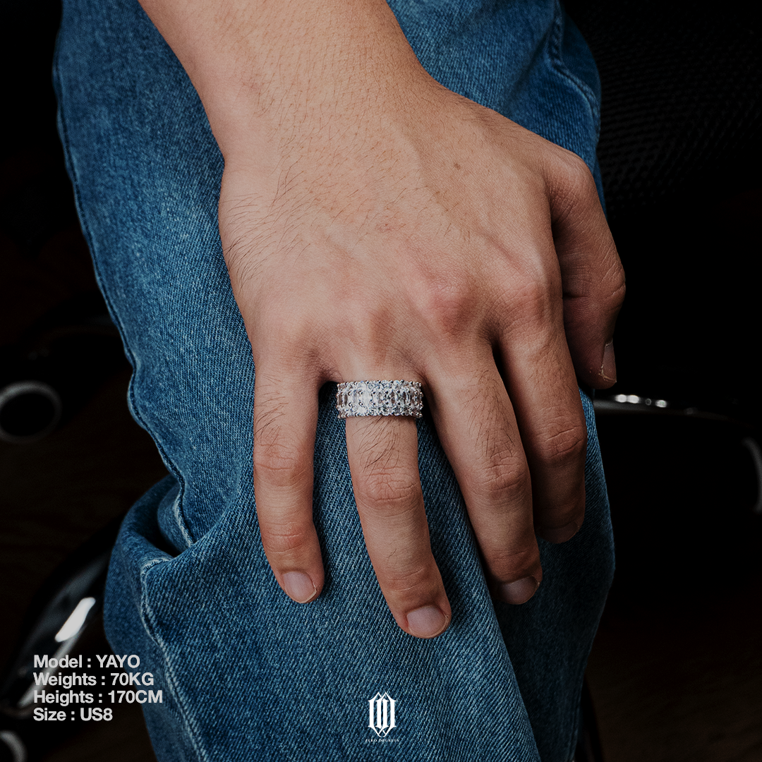 3 Row Oval Cut Ring - White Gold