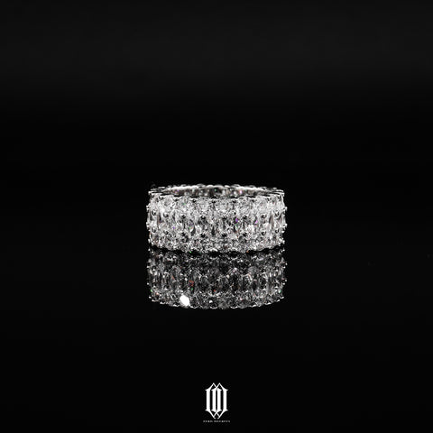 3 Row Oval Cut Ring - White Gold