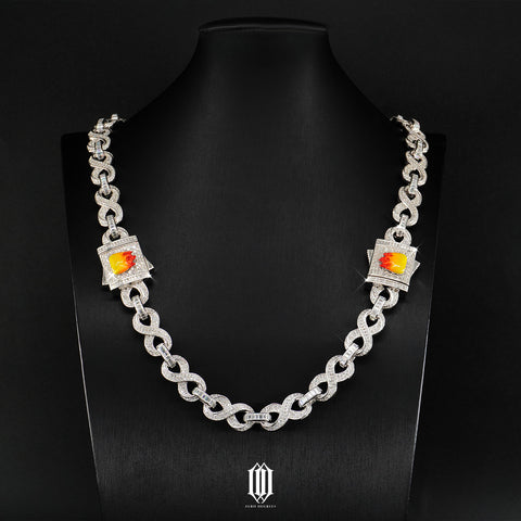 Baguette Infinity Link Necklace & Bracelet Set With Custom Flame Clasp