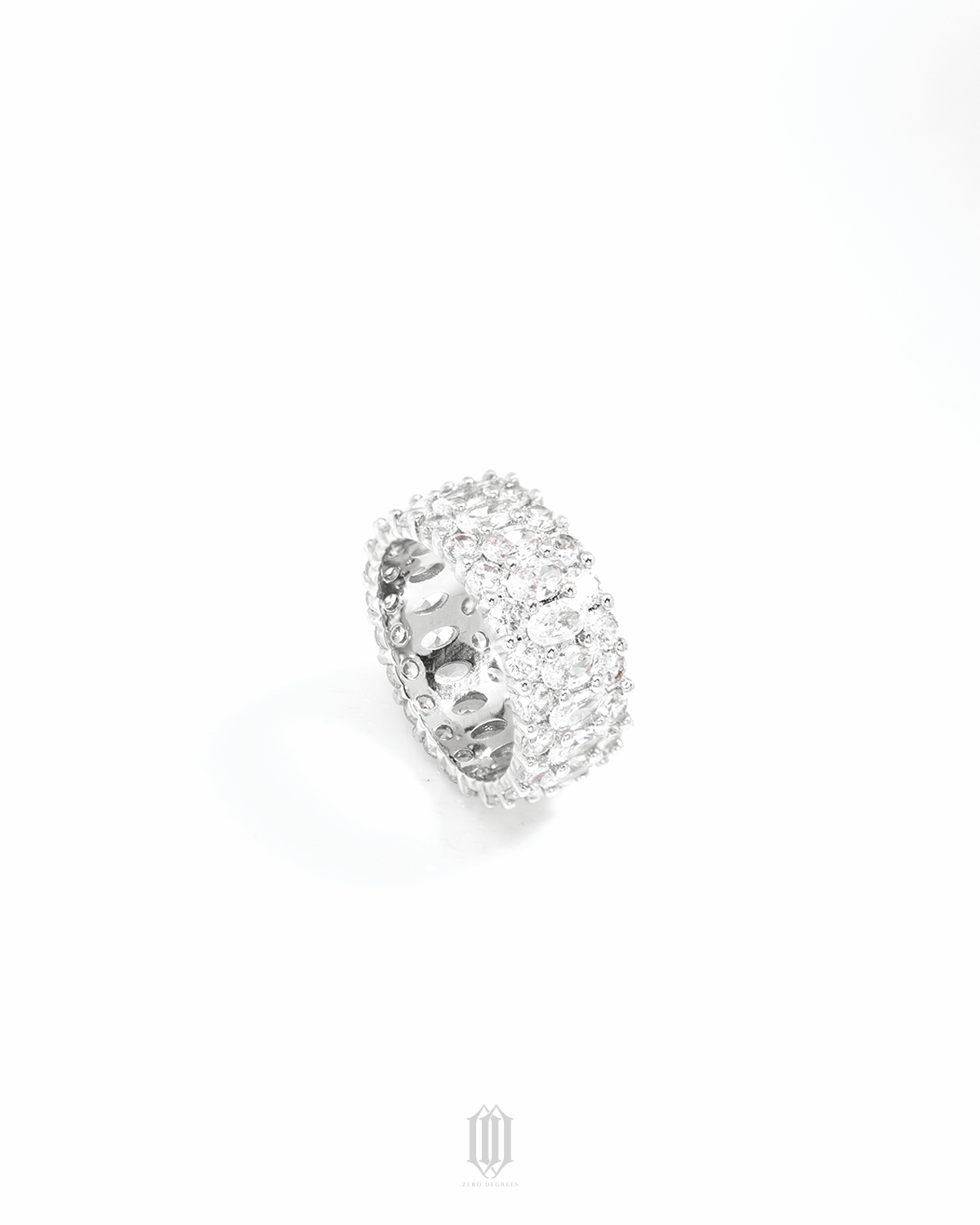 3 Row Oval Cut Ring - White Gold