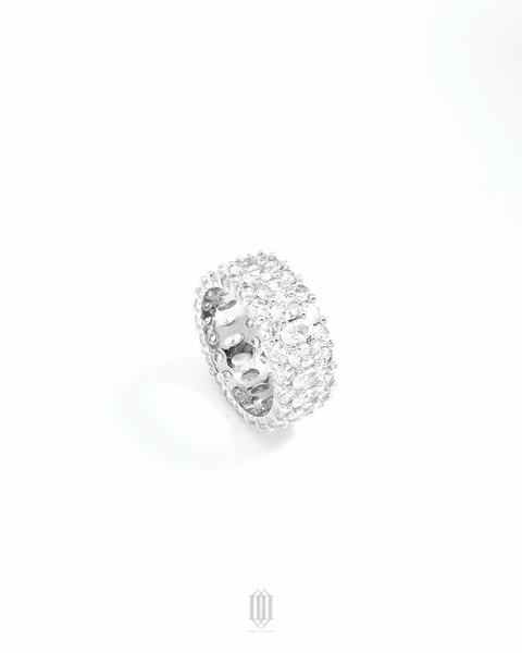 3 Row Oval Cut Ring - White Gold