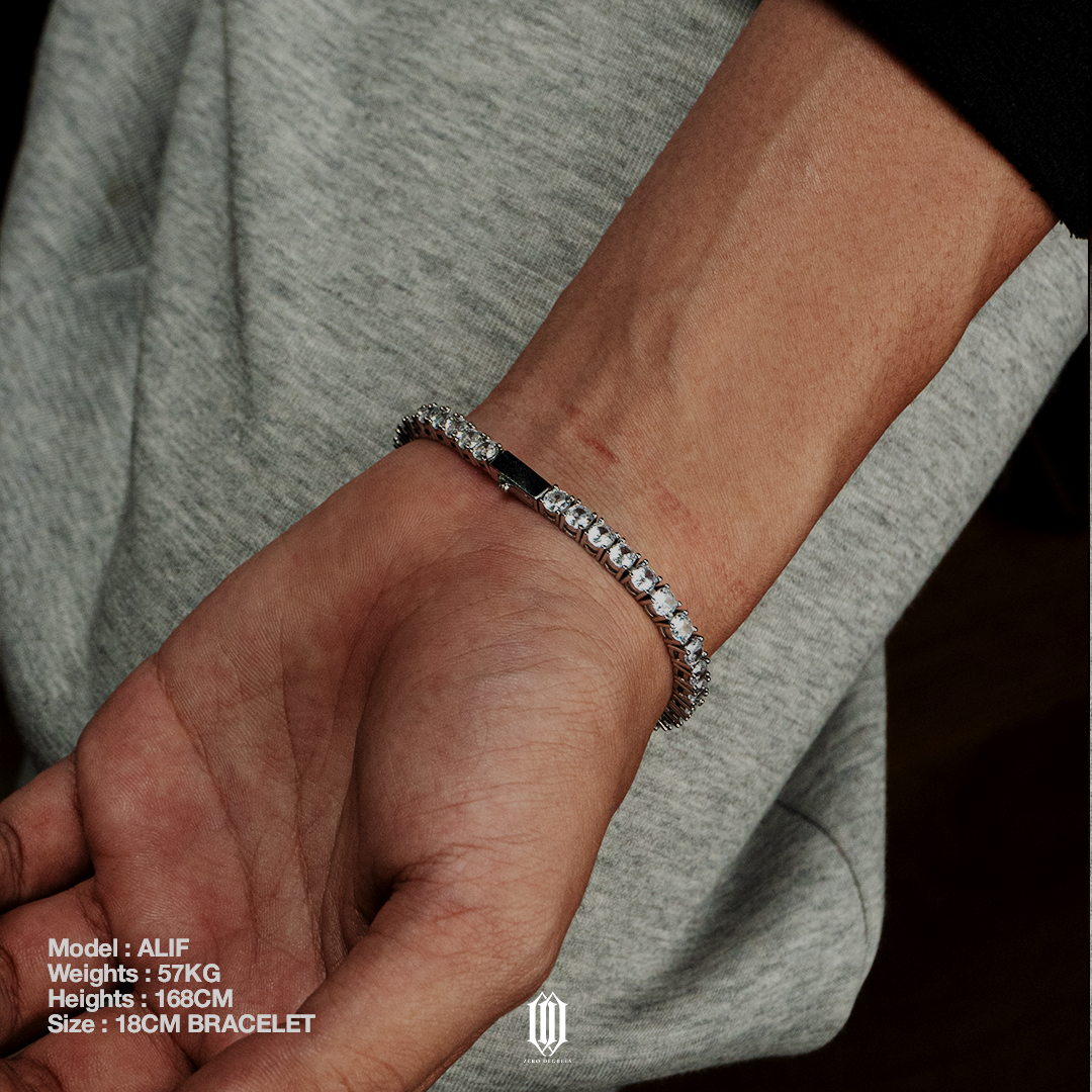 3mm Tennis Link Bracelet - White Gold