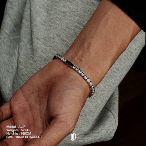 3mm Tennis Link Bracelet - White Gold