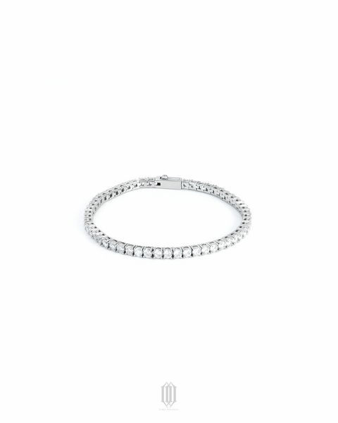 3mm Tennis Link Bracelet - White Gold