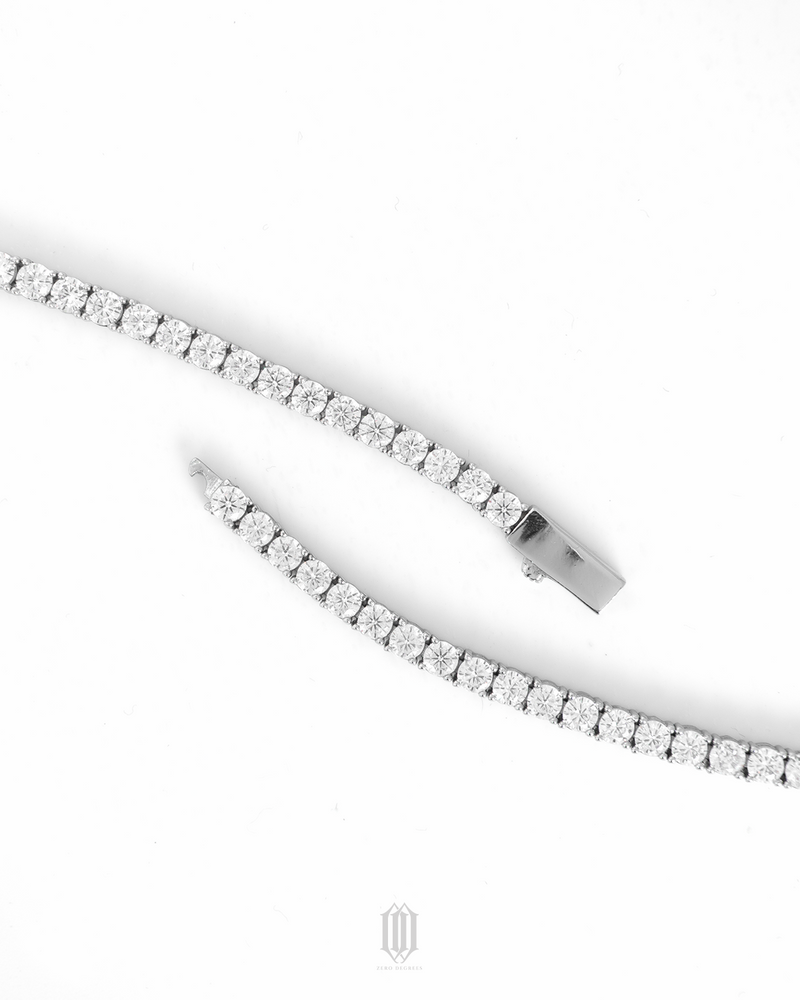 3mm Tennis Link Bracelet - White Gold