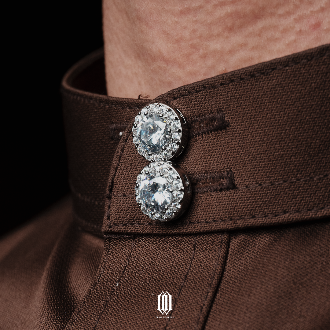 Classic Zero Degrees Butang Baju Melayu - White Gold