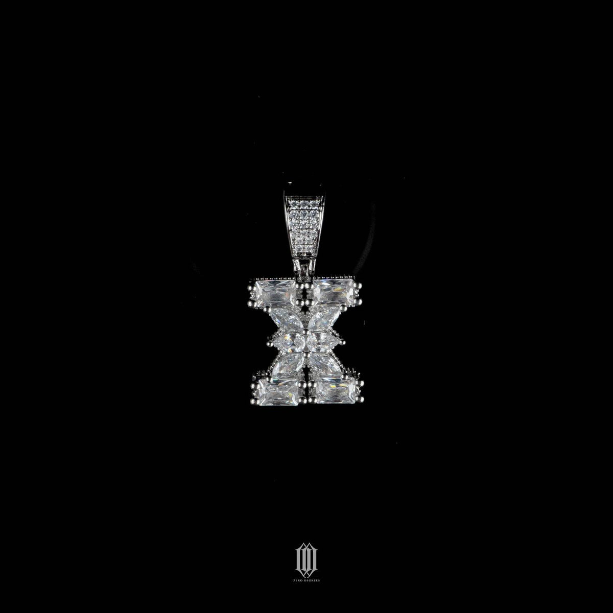 Distinct Cut Letter Pendant - White Gold - Letter X