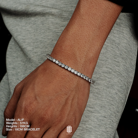 4mm Tennis Link Bracelet - White Gold