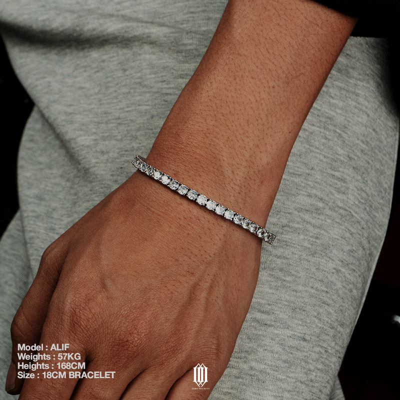 4mm Tennis Link Bracelet - White Gold