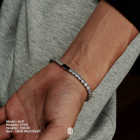 4mm Tennis Link Bracelet - White Gold