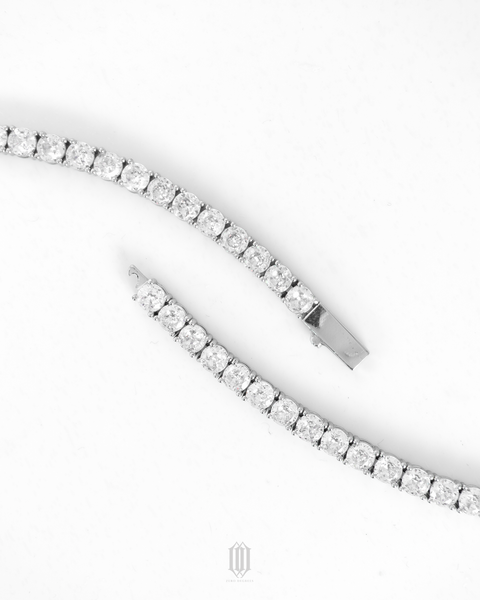 4mm Tennis Link Bracelet - White Gold