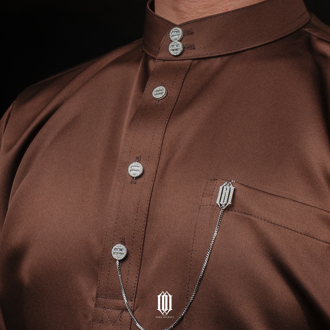 Baguette Stripe Butang Baju - White Gold