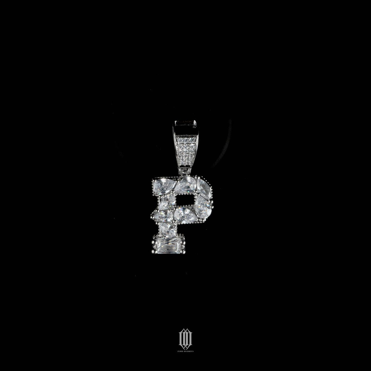 Distinct Cut Letter Pendant - White Gold - Letter P