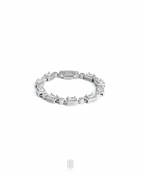 8mm Clustered Emerald Bead Bracelet - White Gold