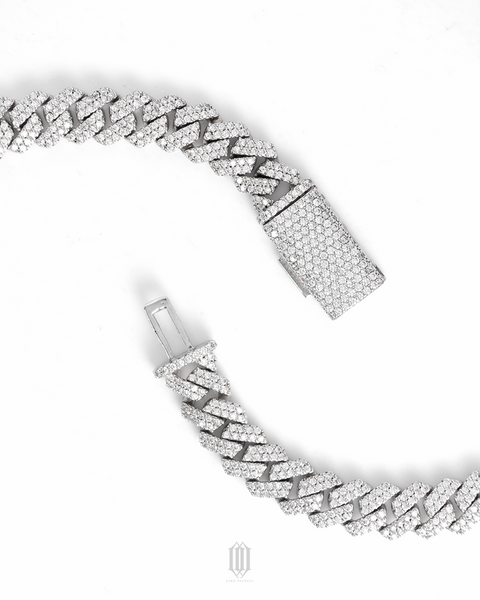 8mm VVS Moissanite Cuban Bracelet - White Gold