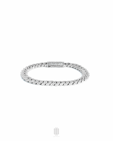 8mm VVS Moissanite Cuban Bracelet - White Gold