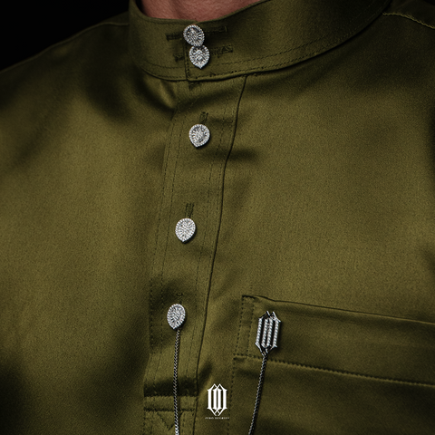 Sunburst Pave Butang Baju - White Gold