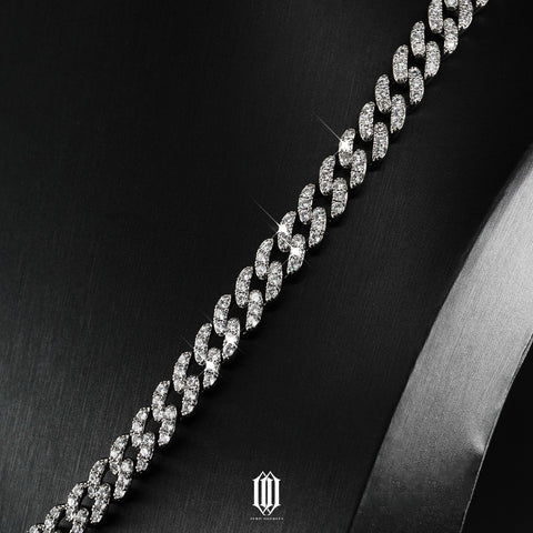 9mm Prong Cuban Link Chain - White Gold