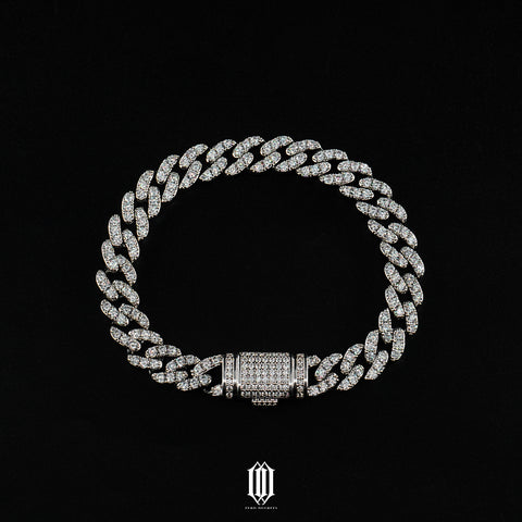 9mm Prong Cuban Link Bracelet - White Gold