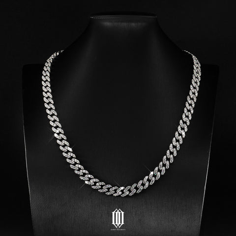 9mm Prong Cuban Link Chain - White Gold